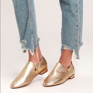 Kelsi Dagger Gold Loafers/Smoking shoe